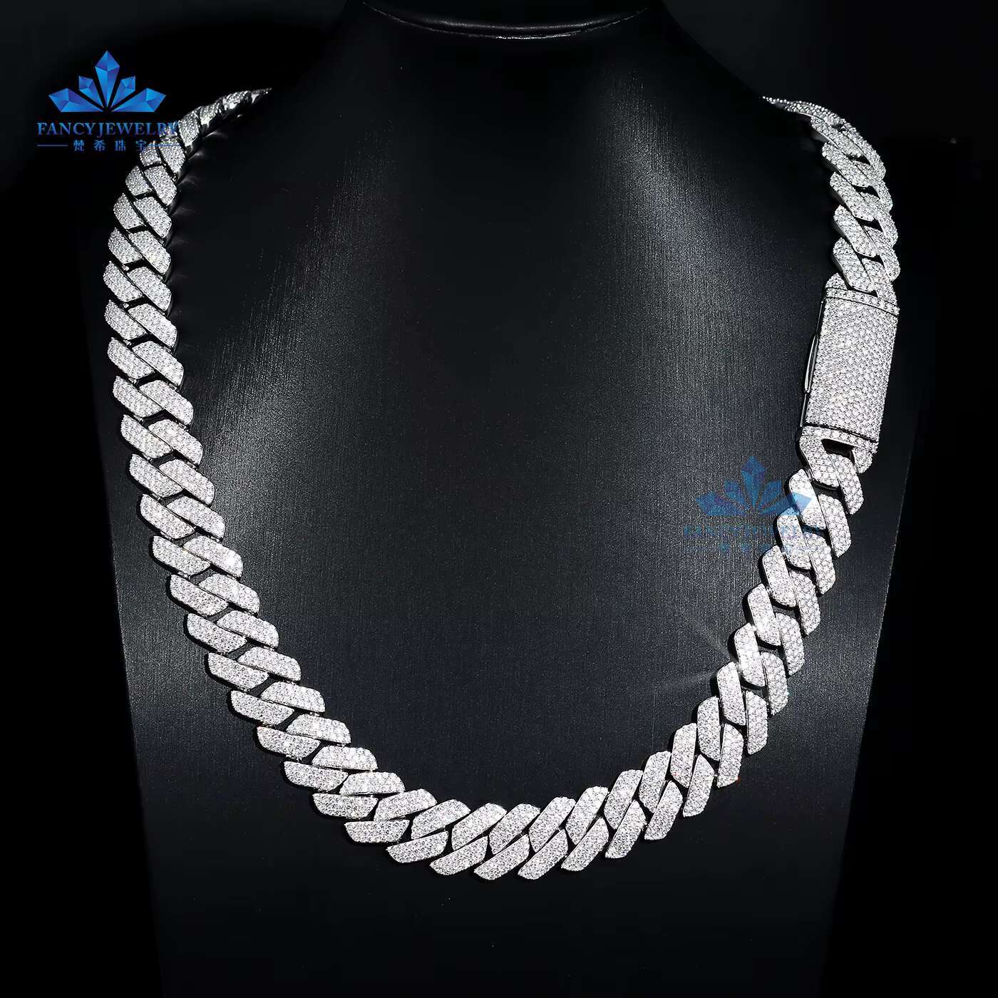 92.5% Silver Hip Hop Jewelry Classic Moissanite Cuban Chain 8mm-15mm Iced Instock Link Chain Pass Diamond Test Perfect Gift