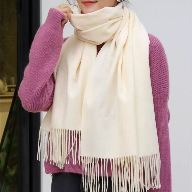 K1248 2024 new solid color scarf for women Korean thick shawl dual-purpose winter thickened imitation cashmere neck scarf wholesale
