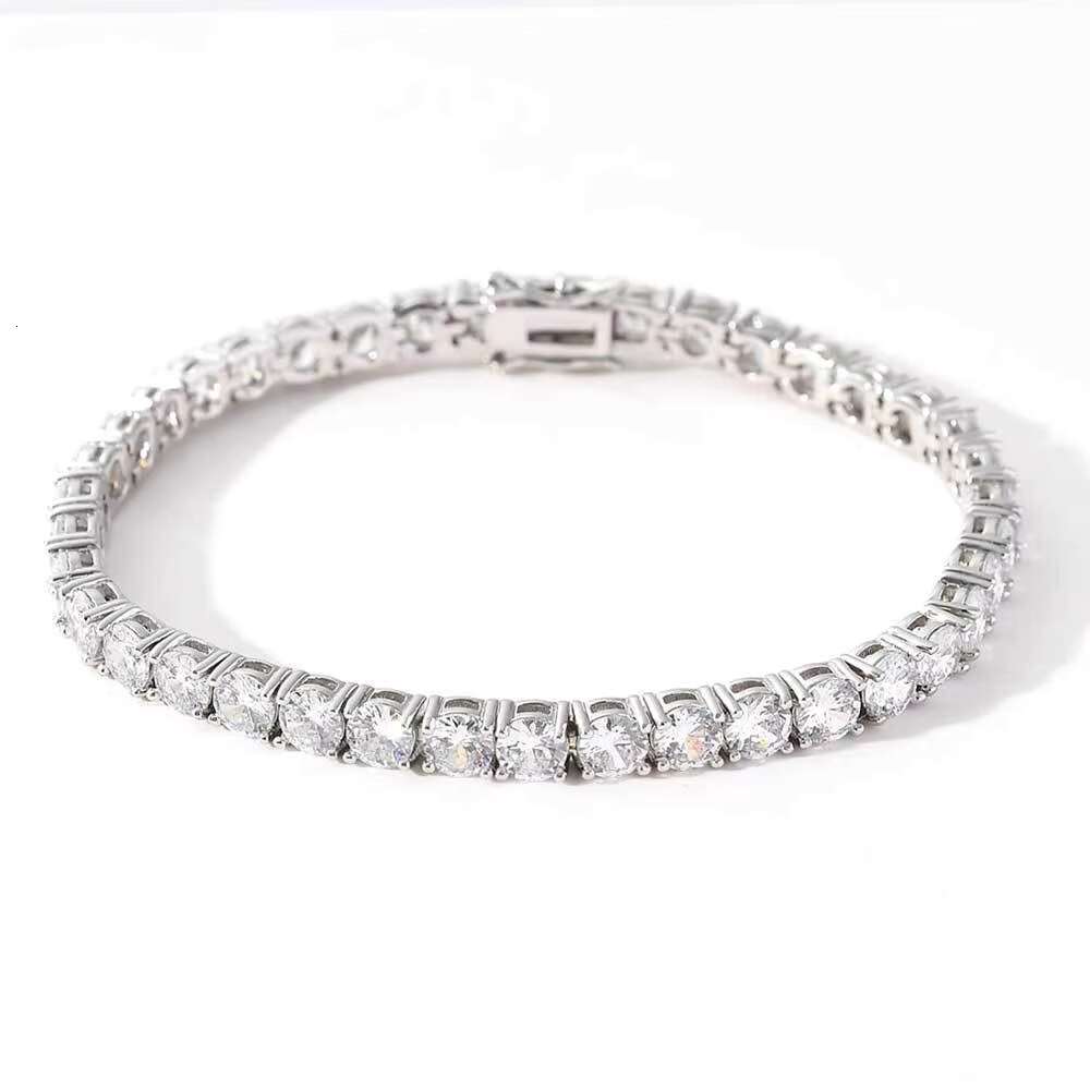 Wholesale Custom Mens Tennis Bracelet European American Hip-Hop Style 925 Silver Mosan Moissanite Cross-Border Brand Name