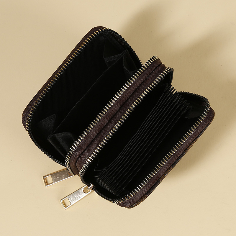 Free shipping designer 2025 New Double Zipper Accordion Card Holder Luxury Trendy Fashion Multi-Card Slot Card Clip Coin Purse Multi-Functional Card H