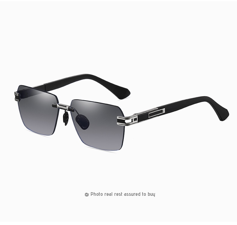 Free Delivery Designer 2025 New Gradient Sunglasses for Men Colorful Two tone Frameless Sunglasses Fashion Metal Sunshades black white