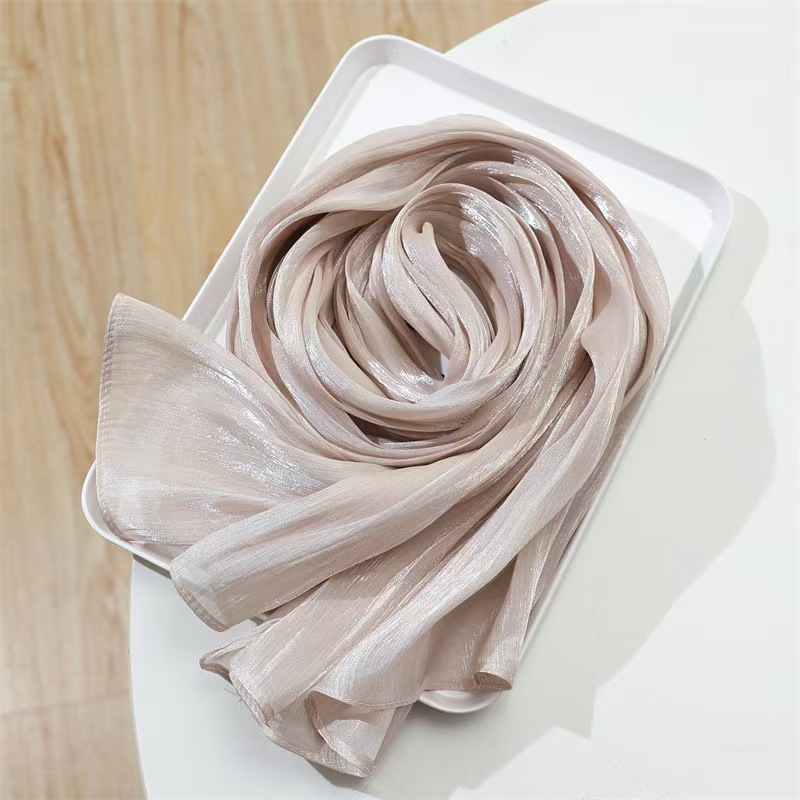 T1148 Spring and summer thin scarf solid color headscarf simple sun protection warm shawl silk scarf female scarf