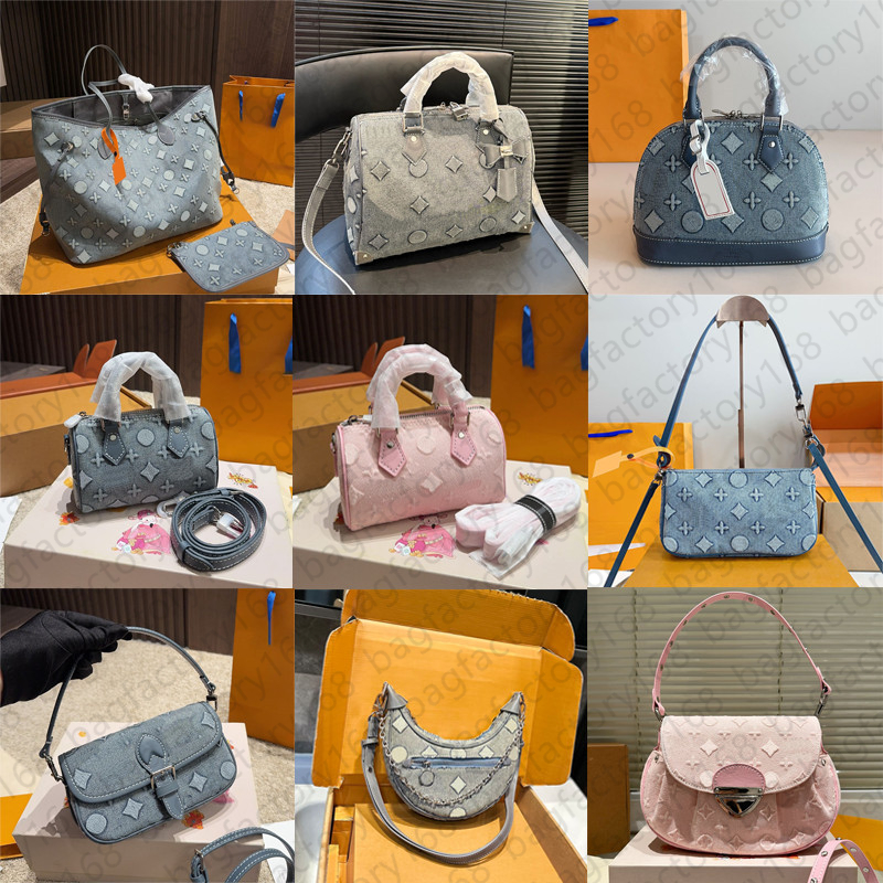 Shoulder Bags pink Denim Vintage Designer Shoulder Bag Women Tote Bags Takashi Murakami Handbag travel bag Flower Underarm Bag Print Purse