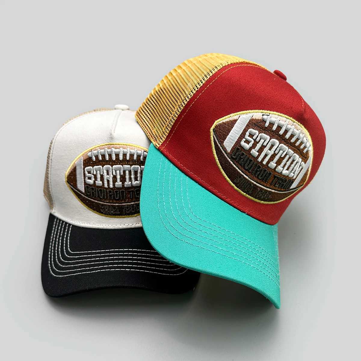 Color Block Letter Embroidery Baseball Hats New Unisex Sunshade Casual Breathable Hip Hop Fashion Mesh Versatile Trucker Caps Z250705