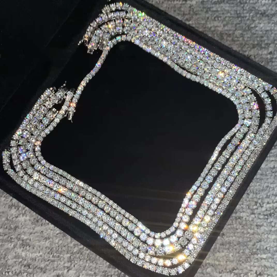In Stock 5mm Tennis Chain Men Women 925 Silver Tennis Necklace Prong Setting Vvs Moissanite Tennis Chain