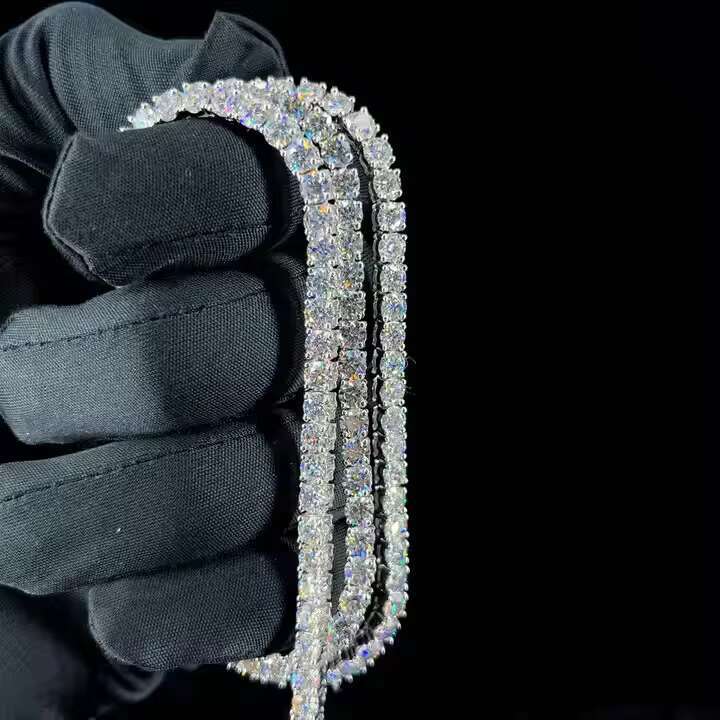 Custom Size Tennis Necklace Chain Bling Iced Out Vvs Moissanite Diamond Custom Design Chains at Wholesale Price