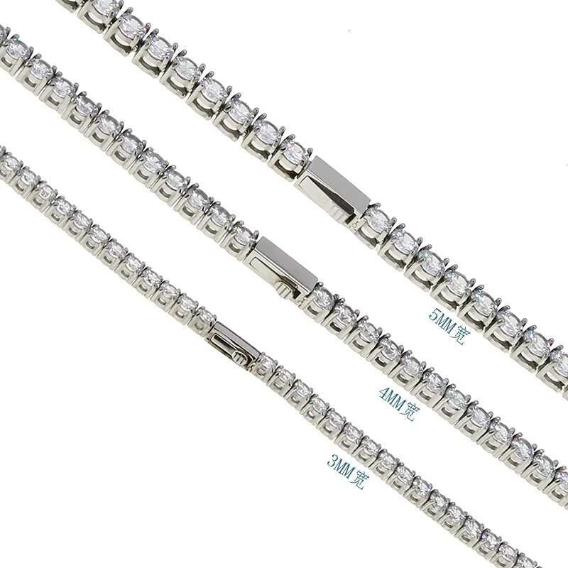 Top Grade 316L Titanium Steel Tennis Necklace 3mm-5mm Full Diamond Necklace Luxury Zircon Chain Men Necklace