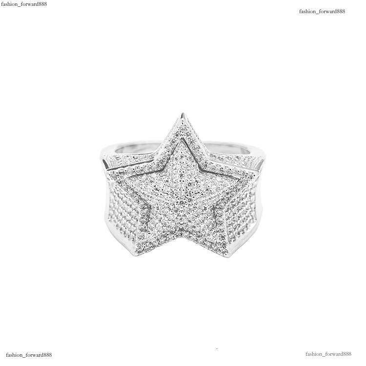 Customized Fashion Sterling Sier Star Shape VVS Moissanite Dia Ring Top Quality for Hip Hop Men's Life