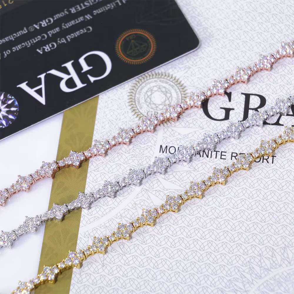 European American HipHop Moissanite Necklace for Men S925 Silver 6.5mm Aircraft Tennis Chain Customizable Trendy