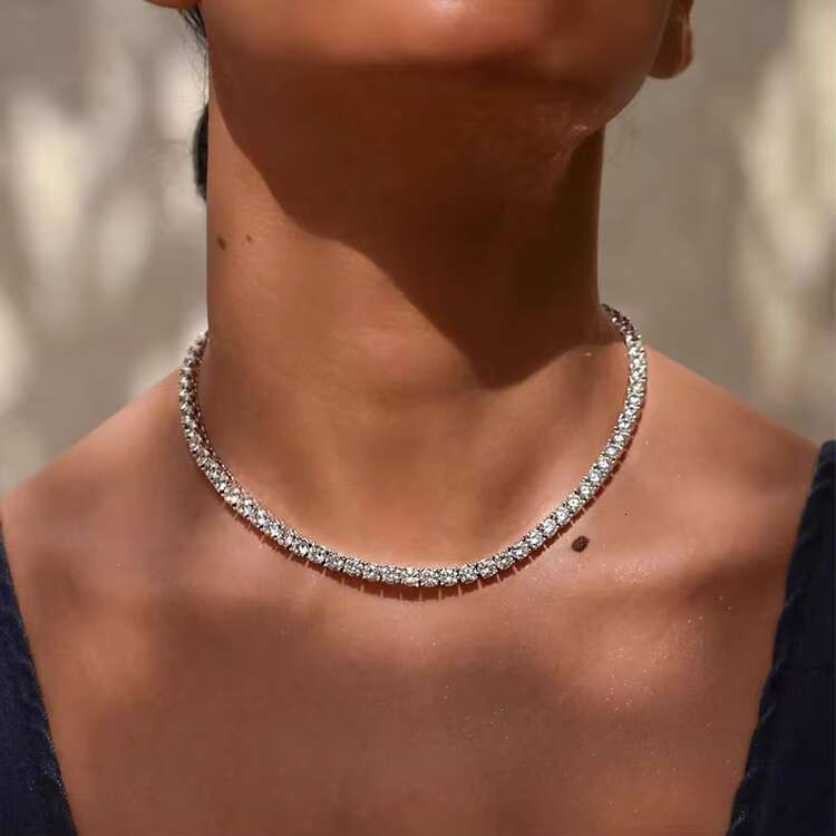 Chunky Bling Hiphop Diamond Cz Tennis Necklace Men Women Jewelry