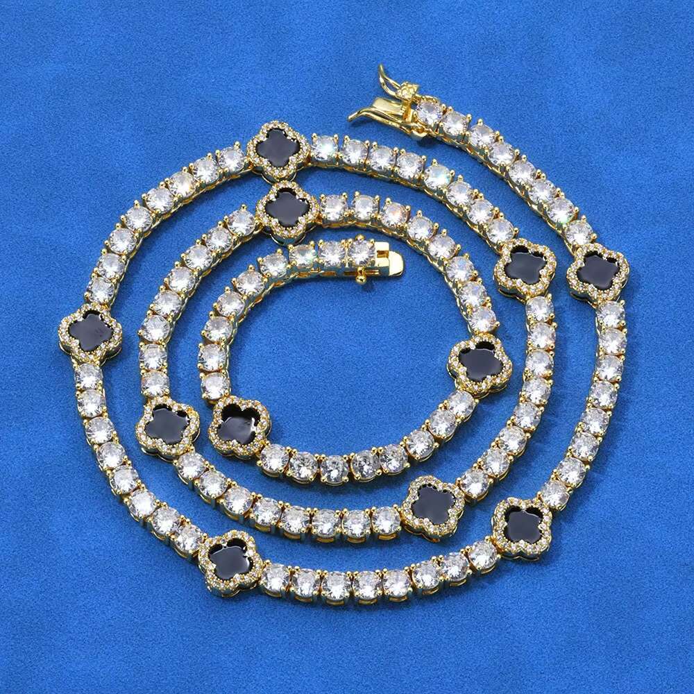 Exquisite S925 Silver Moissanite 4mm Four-leaf Clover Necklace for Women European American Style Customized Hip Hop Fine Gift