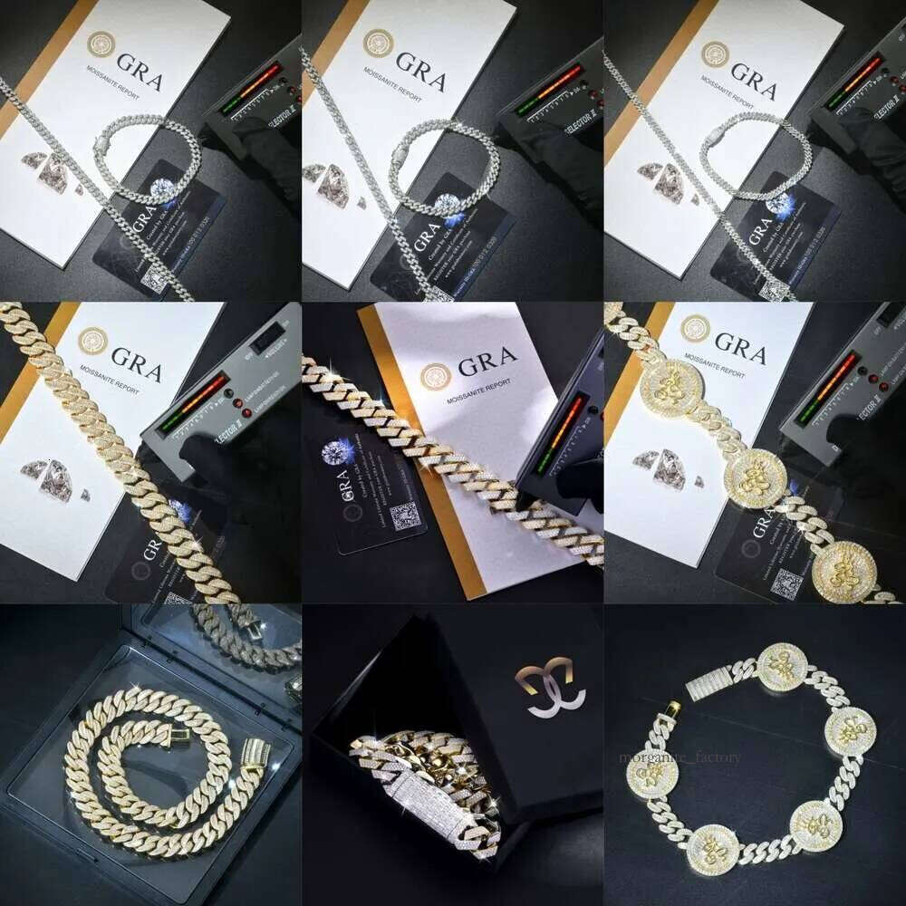 Top-quality necklaceFine Jewelry Fast Shipping 6mm8mm10mm Sterling Sier Moissanite Cuban Link Chain Mens and womens jewelry