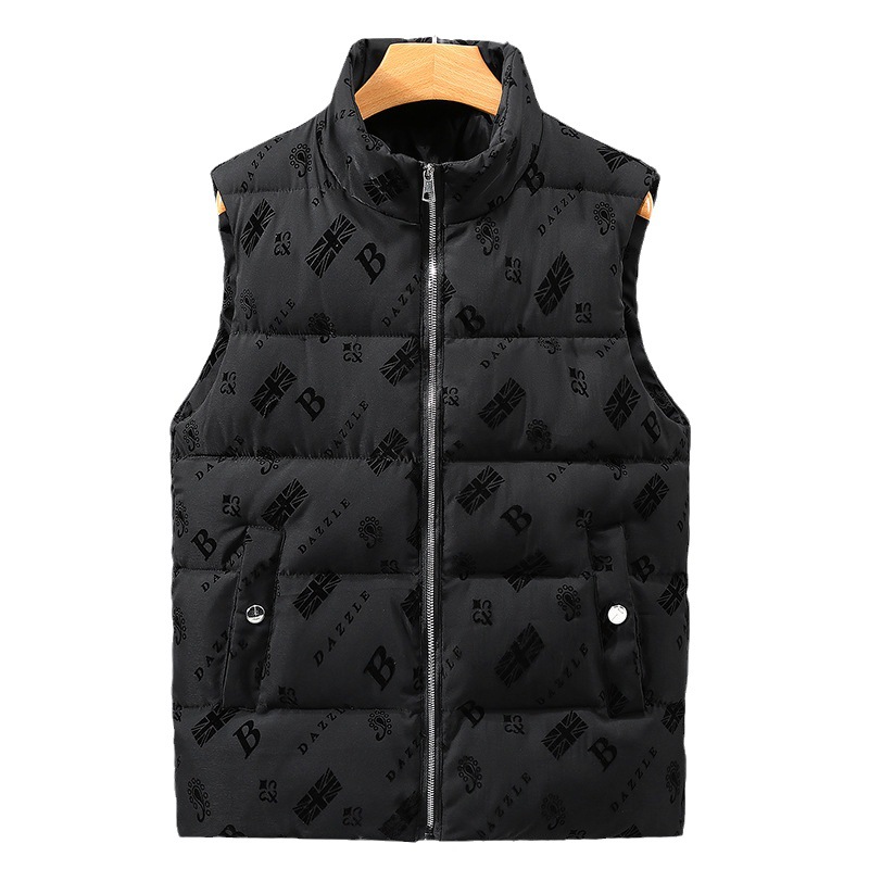 Free shipping waistcoat designers Down cotton vest stand up collar camisole vest men's autumn and winter new item black plush outer wear warm ves