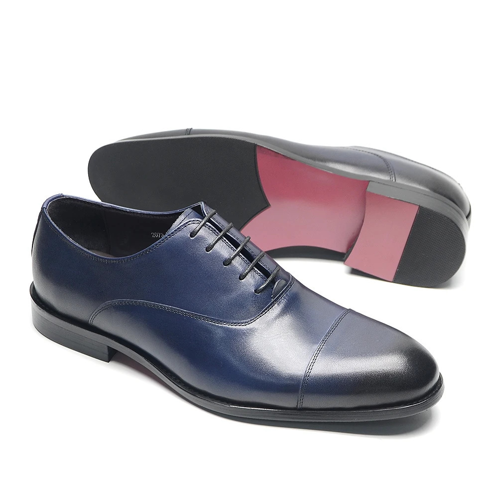 Genuine Leather Handmade Mens Oxford Dress Shoes Cap Toe Lace-Up Classic Business Office Shoe Wedding Party Formal Shoes Man 250704