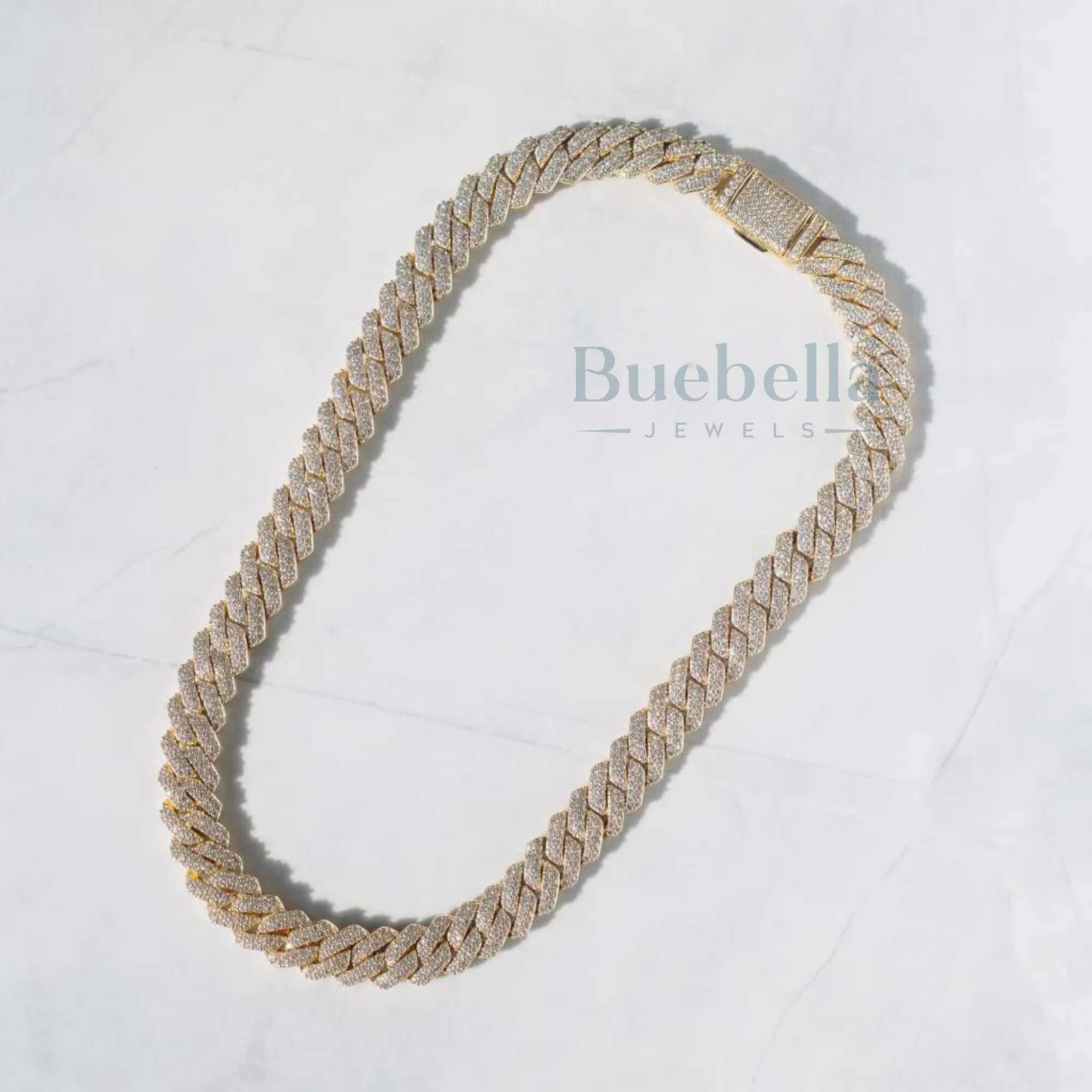 Hip Hop Style 12mm 2-Row VVS Moissanite S925 Sterling Silver Prong Cuban Link Necklace for Men Prized Moissanite Jewelry