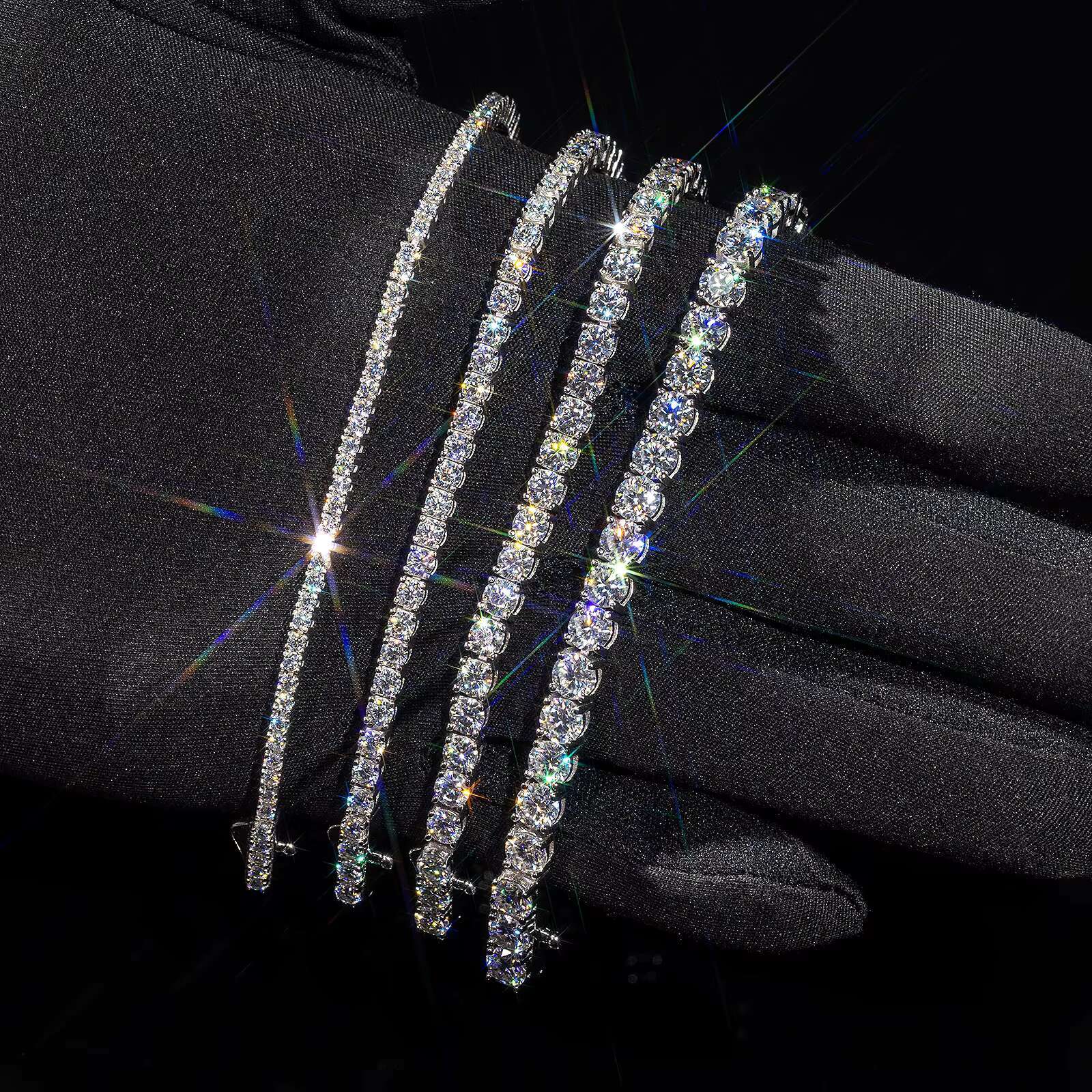 Gorgeous 2-5mm Moissanite Tennis Chain Women Mens Fine Jewelry Gifts 925 Sterling Silver 14K White Gold Diamond Tennis Bracelet