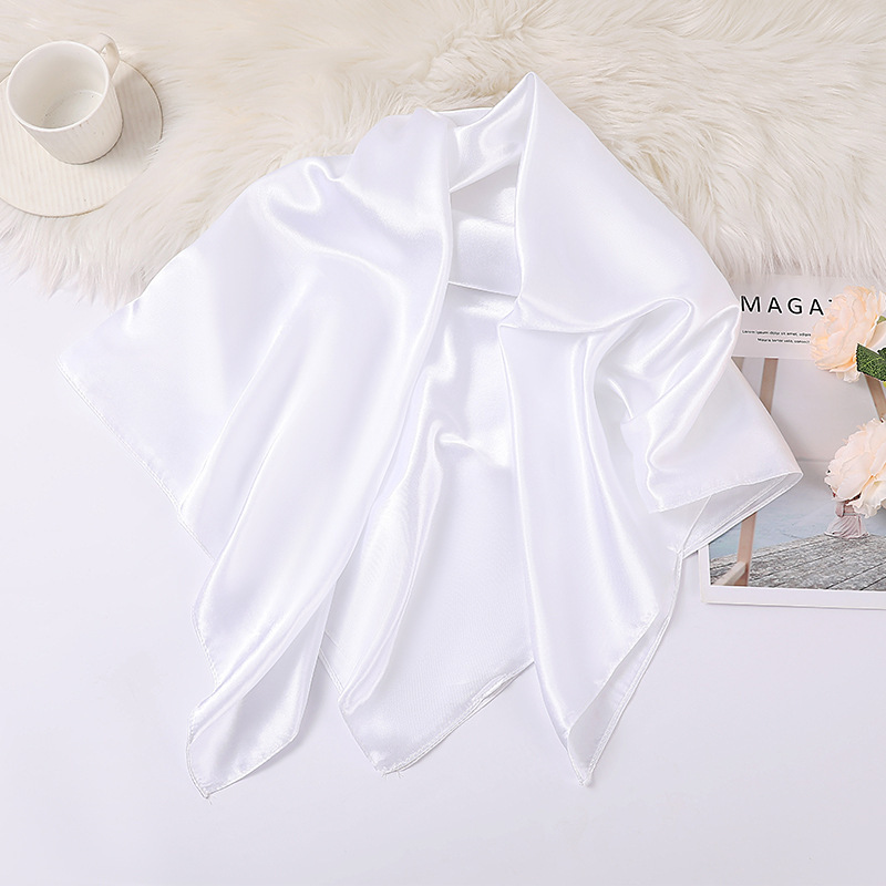 K1255 Cross-border autumn and winter silk scarf for women, all-match solid color wholesale silk scarf