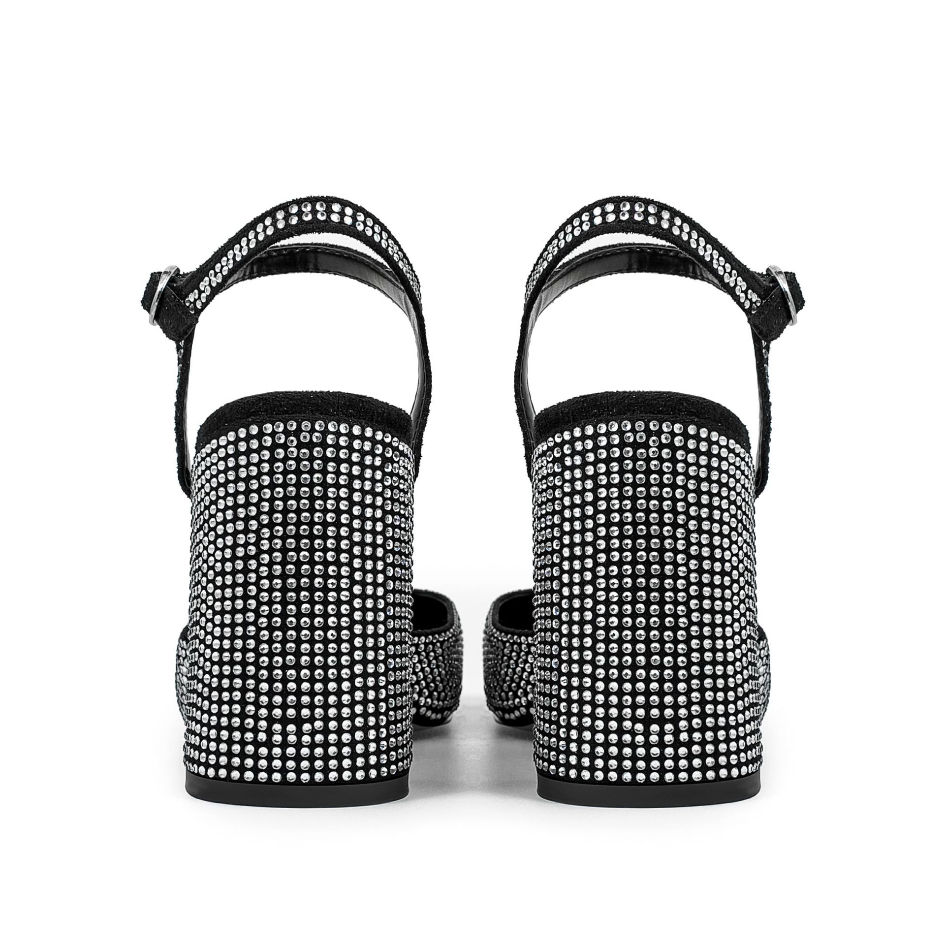 Sandals Women Shoes Square Toe Rhinestone Strap 5.5cm Block Heel Dress Sandals Adjustable Buckle Shoes 7 Color Options