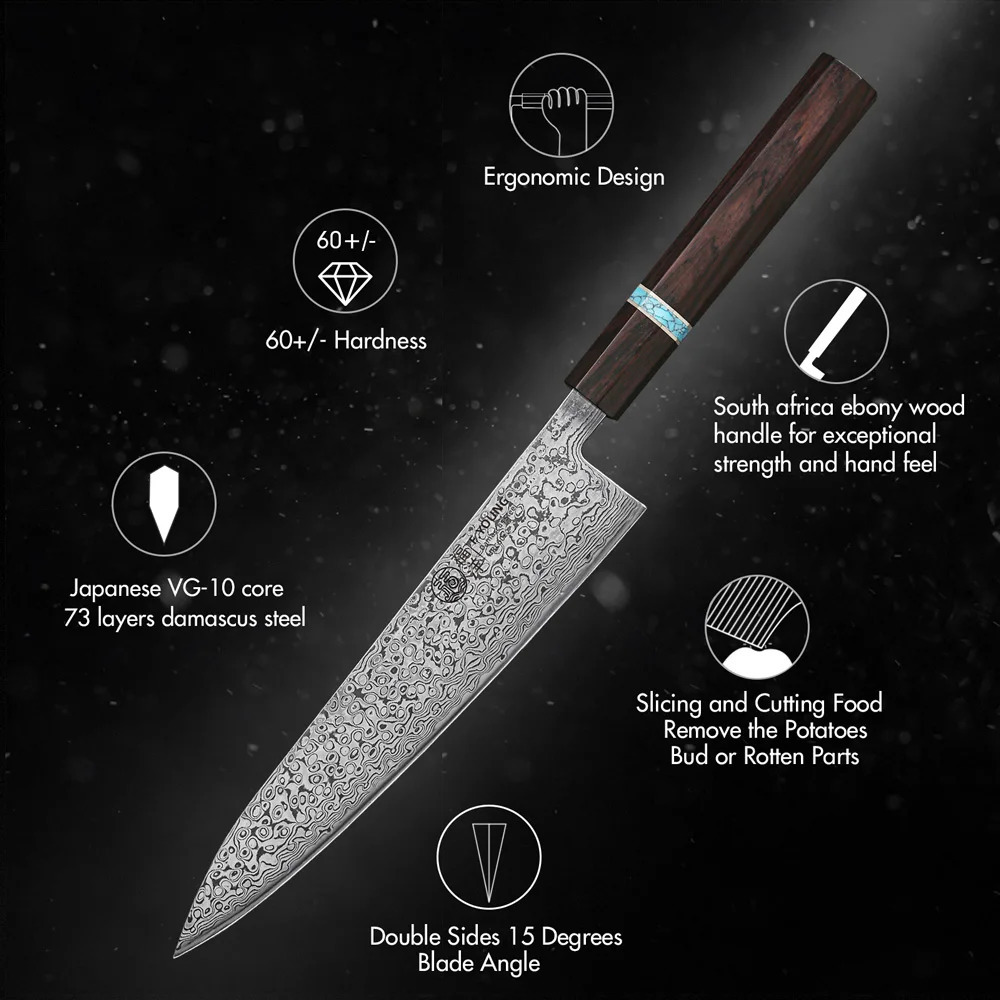 F.YOUNG 8.2 Handmade Chef Knife Damascus Steel Sharp Meat Vegetable Cleaver Gyuto Knife Japanese Hand Forged Kitchen Knives 250703