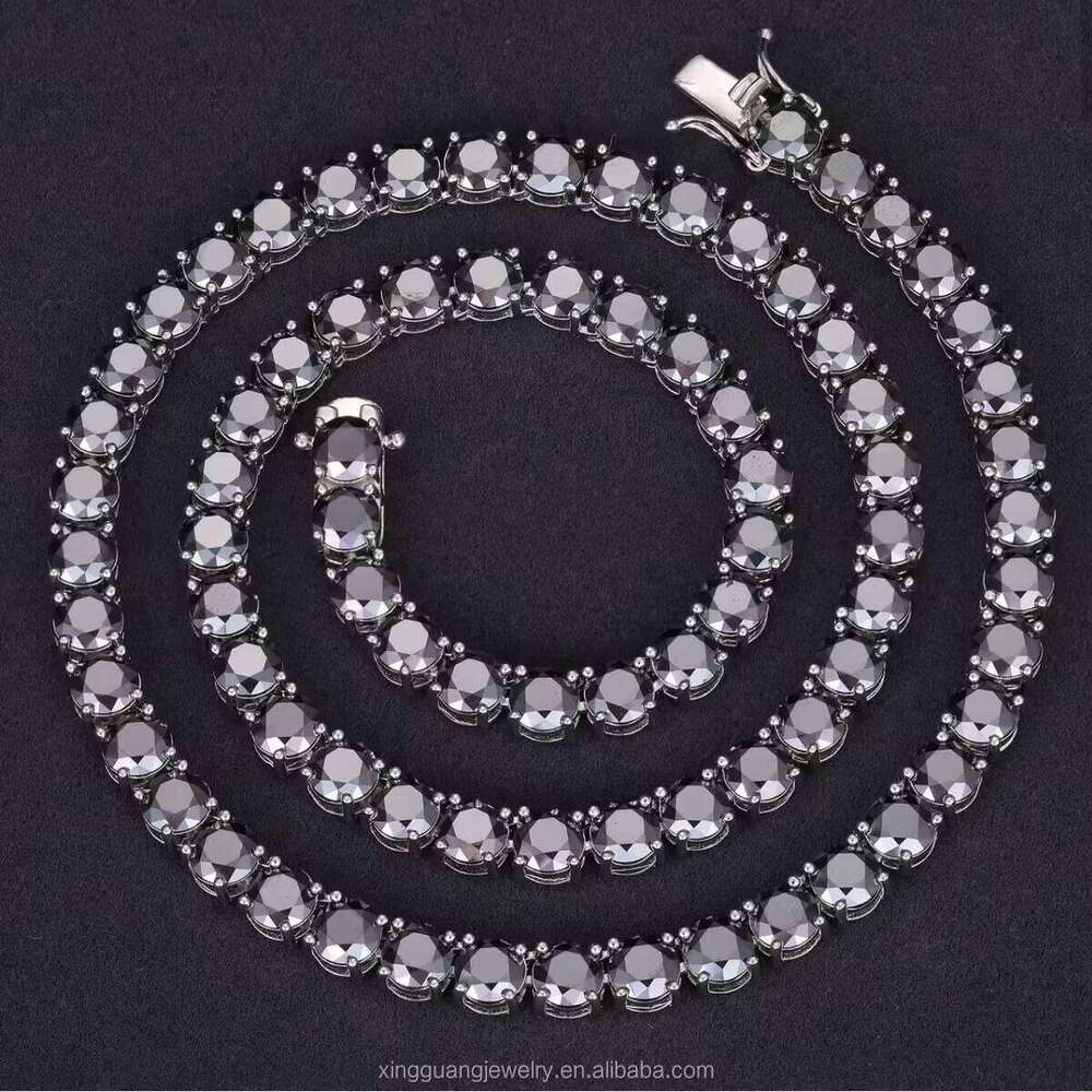 Hot Sale Dia 3mm---5mm Moissanite Sterling Sier Black Gold Plated Bracelet Necklace Tennis Chain Jewelry