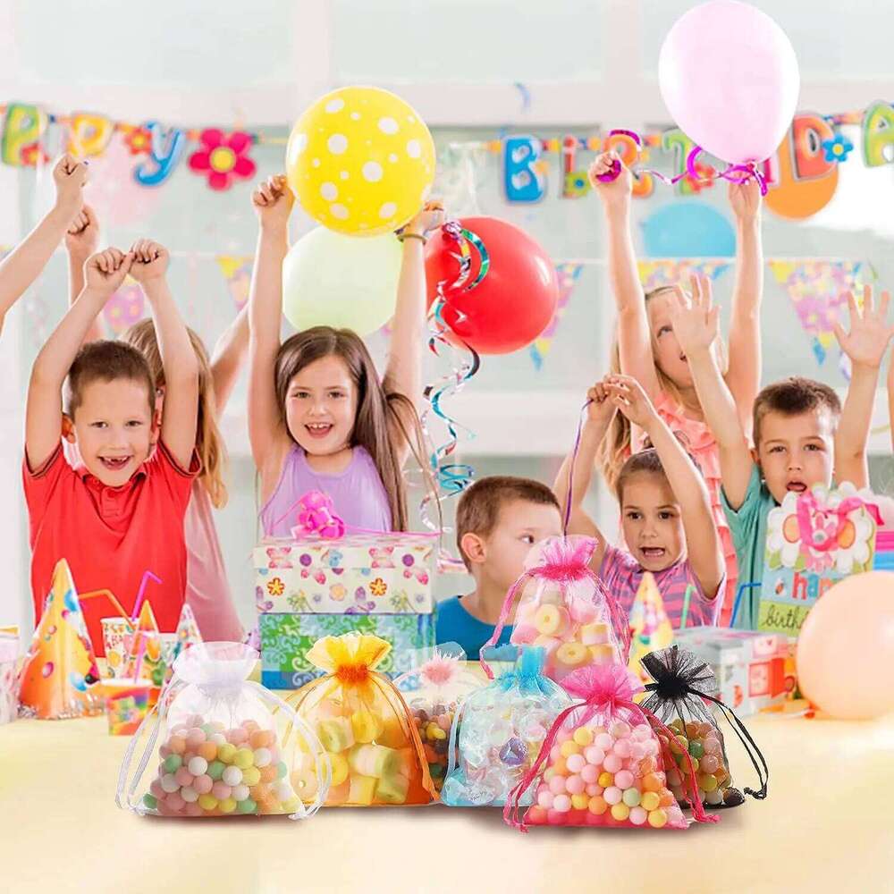 Designer Bag 100Pcs Random Mesh Organza Jewelry Bags Drawstring, Small Drawstring Favor Pouches Christmas Candy Wedding Birthday