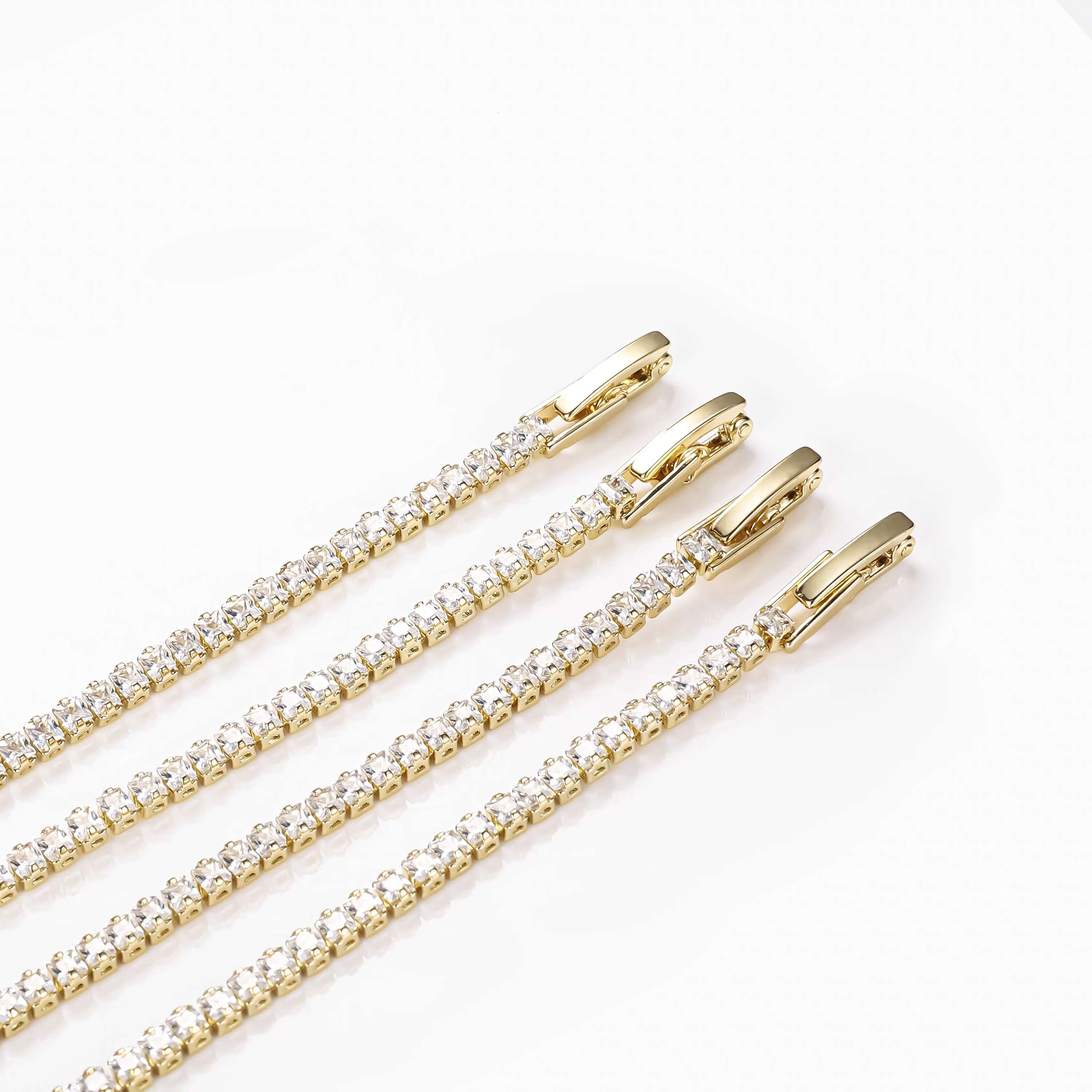 New Style Versatile Trendy Summer Chain High Quality Shiny Zircon Hypoallergenic 14 k Gold Plated Tennis Chain