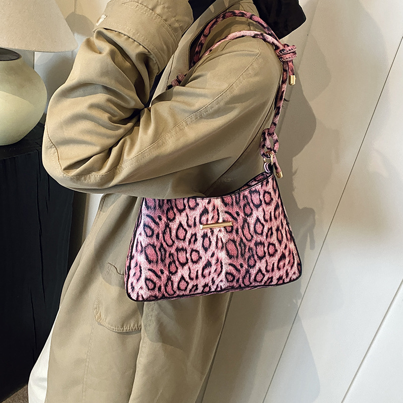 Fashion trend casual fashion European and American leopard print trend color block shoulder bag handbag designer bag women s armpit bag
