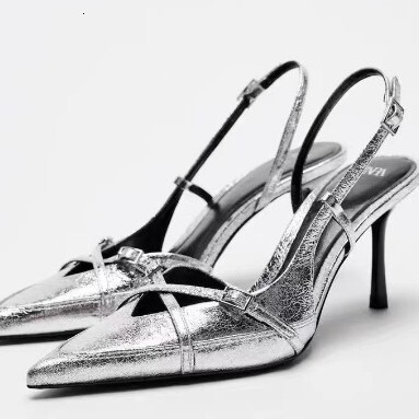 2025 Summer New Women's Shoes Summer New Denim Shallow Mouth Lace Hollow Toe Sexy Stiletto High Heels Fashion Sandals New Designer Shoes New Wome