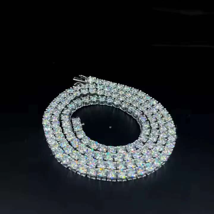Custom Size Tennis Necklace Chain Bling Iced Out Vvs Moissanite Diamond Custom Design Chains at Wholesale Price