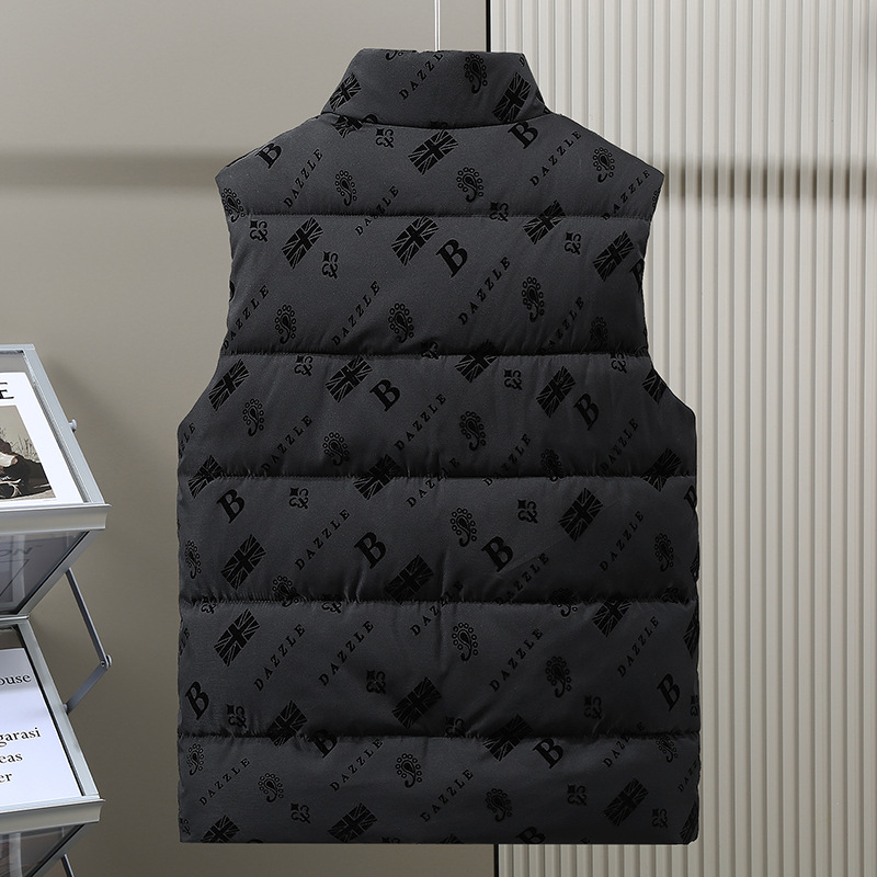 Free shipping waistcoat designers Down cotton vest stand up collar camisole vest men's autumn and winter new item black plush outer wear warm ves