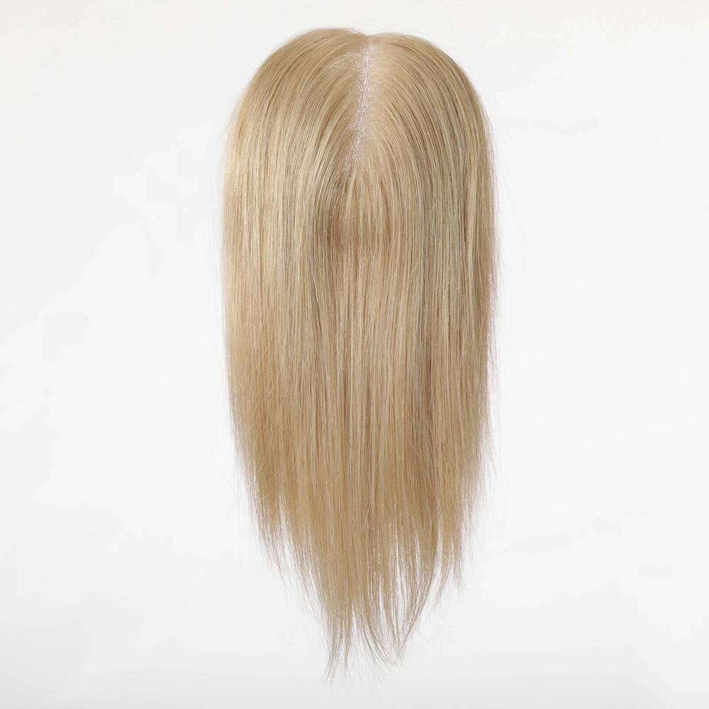 14inch Gray Blonde Mono Lace Base for Women 4 Clips Pieces with Thinning Natural Real Human Hair Toppers