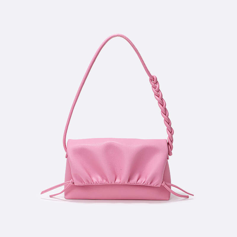 Luxury set new Korean fashion pleated clouds Ins Joker drawstring slung minority design leather ladies shoulder bag.