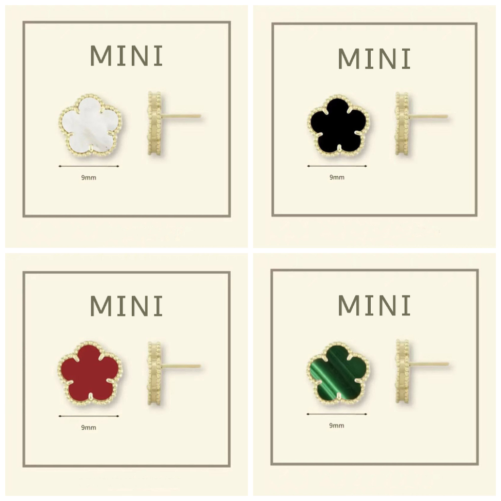 luxury earrings 925 sterling silver jewelry moissanite earrings exquisite mini flower 9mm clover stud mother of pearls earings onyx earing women unique earring