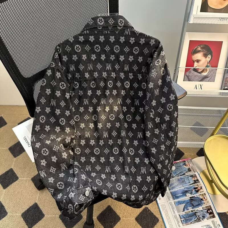 Advanced textured men's denim jacket for spring and autumn new trend workwear shirt cool and versatile youth top