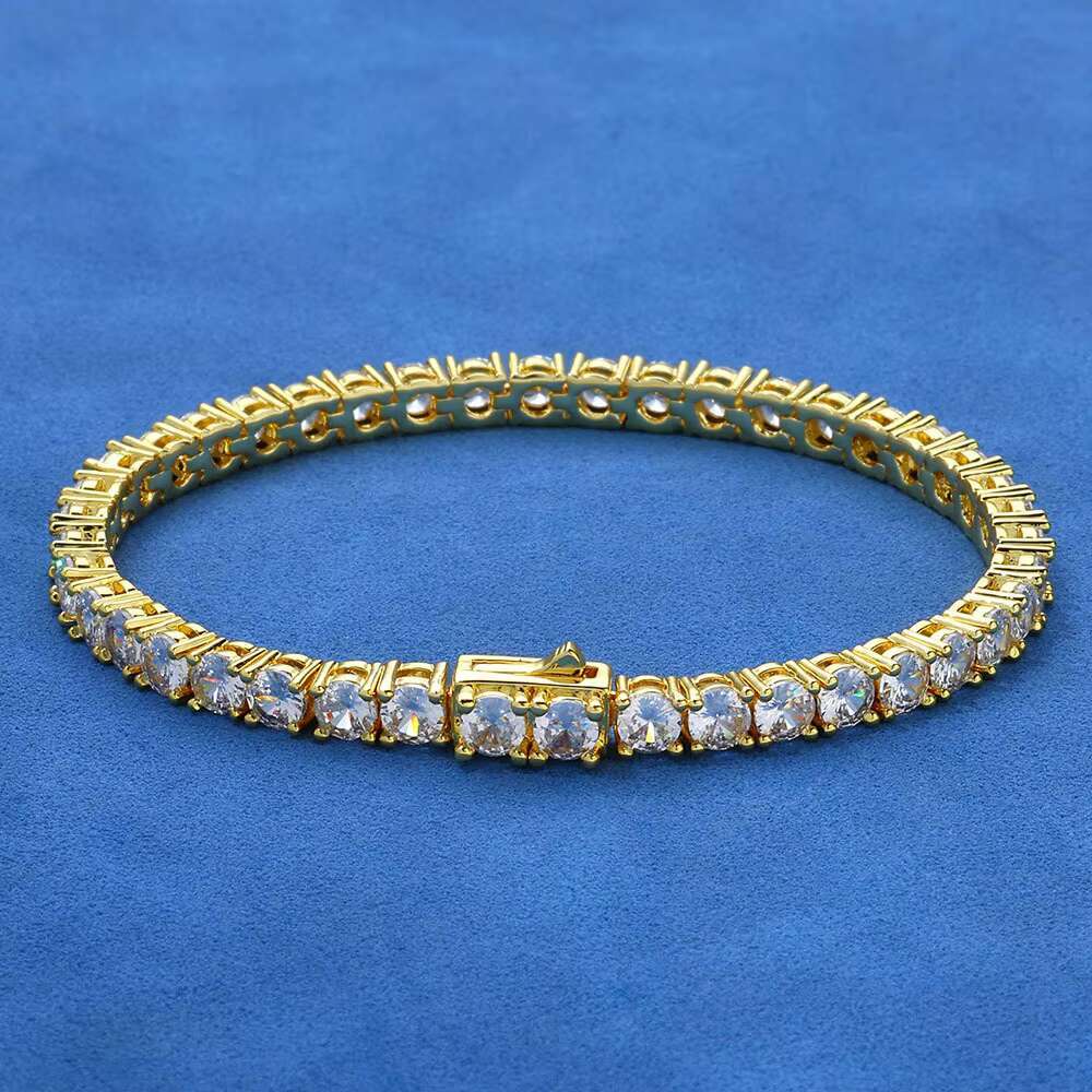 European American 925 Silver Fine Chain Link Bracelet Custom Wholesale for Men Hip Hop Tennis Style Mens Personality Accessory