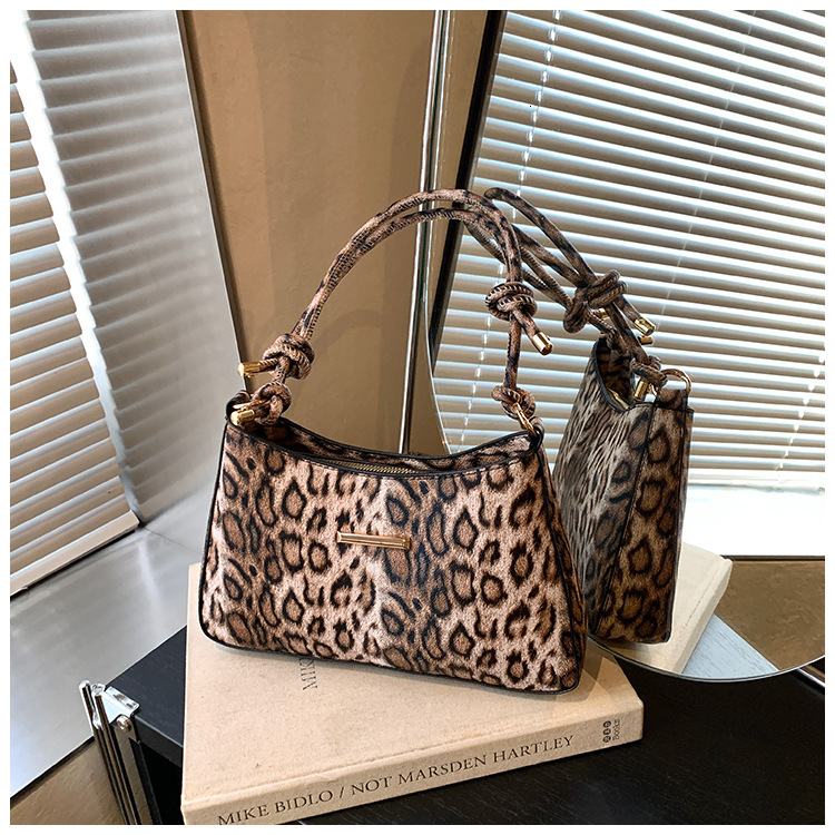 Fashion trend casual fashion European and American leopard print trend color block shoulder bag handbag designer bag women s armpit bag