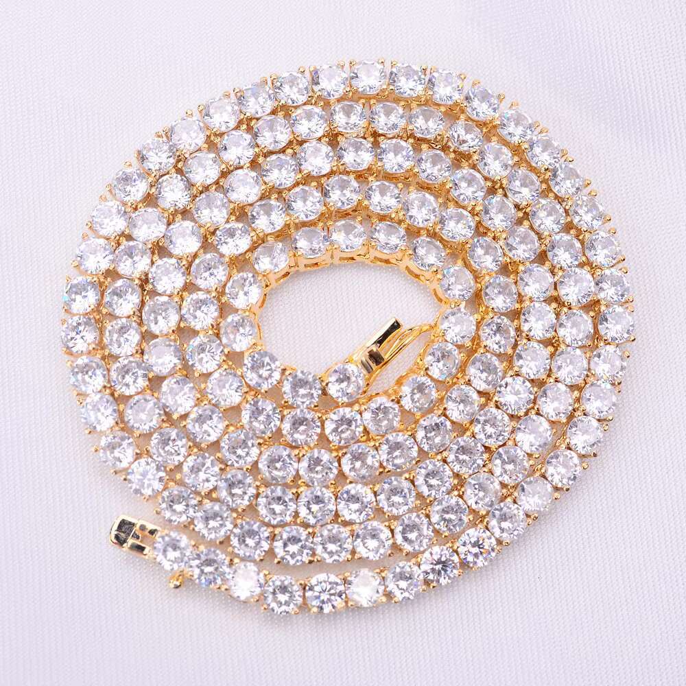 Trendy High-end Jewelry Hip Hop 925 Silver 4mm Multi-color Iced Out High Quality VVS Moissanite Tennis Chain for Necklace