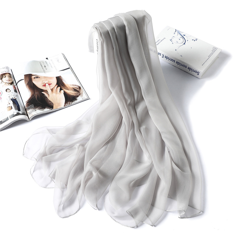 K1251 New pure color versatile soft yarn scarf female imitation silk Korean silk scarf female summer sunscreen shawl imitation beach towel