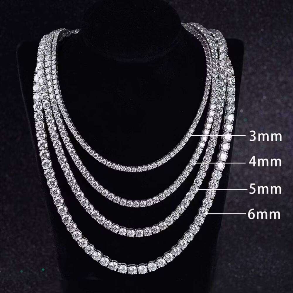 6 to 24 Inches Sterling Sier VVS Moissanite Dia Tennis Chain for Men Women Fine Jewelry Necklace Bracelet