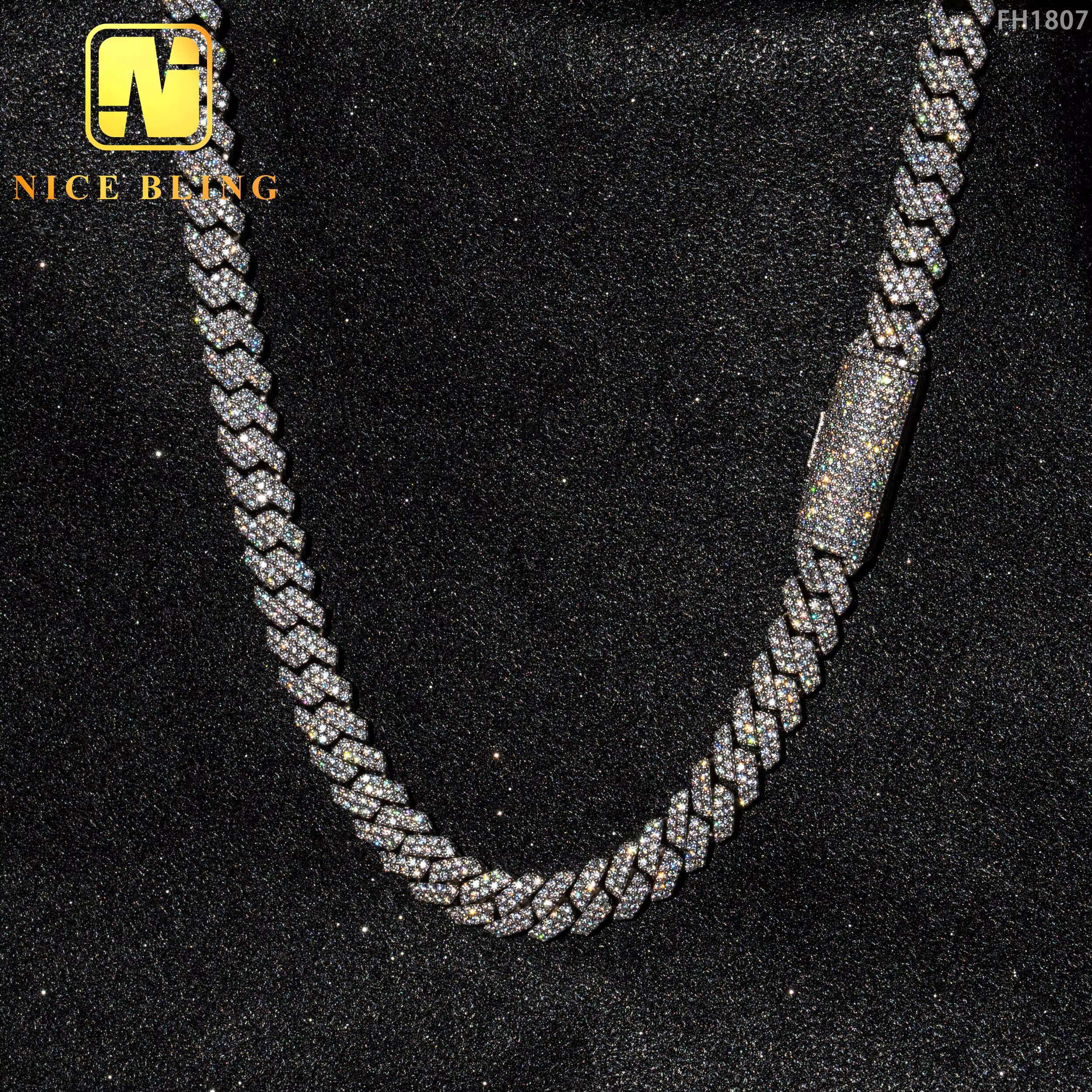 Hot Selling Drop Shipping Service 925 Sterling Silver Hip Hop 8mm 10mm 15mm Iced Out CZ Diamond Cuban Link Chain