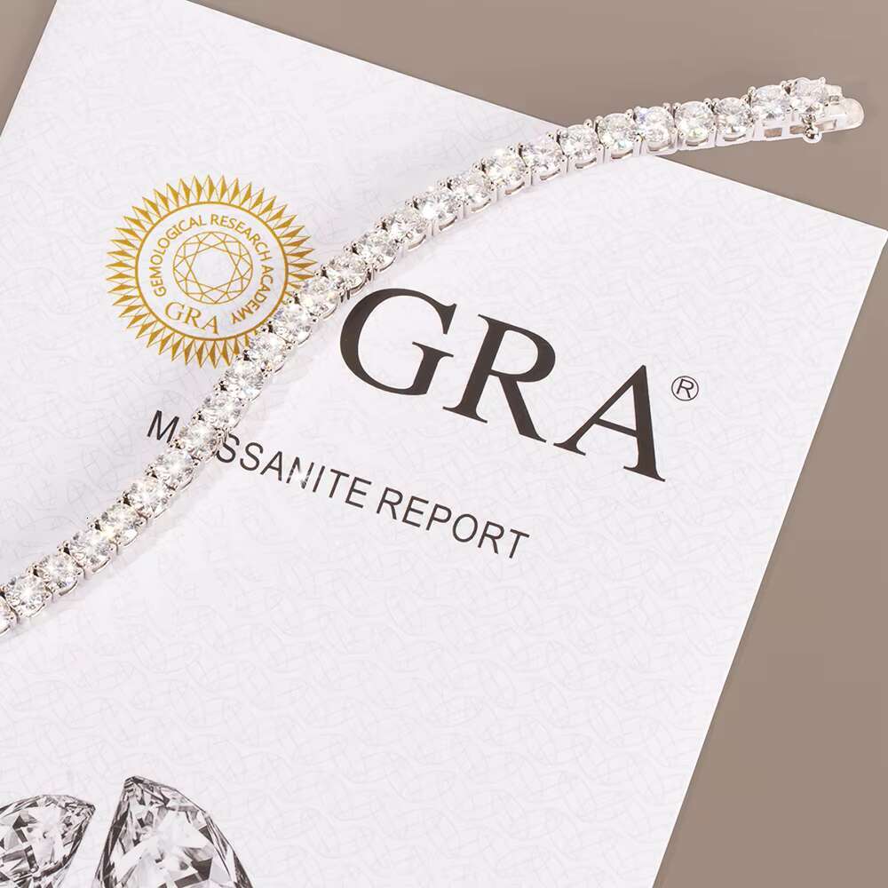 Gorgeous 2-5mm Moissanite Tennis Chain Women Mens Fine Jewelry Gifts 925 Sterling Silver 14K White Gold Diamond Tennis Bracelet