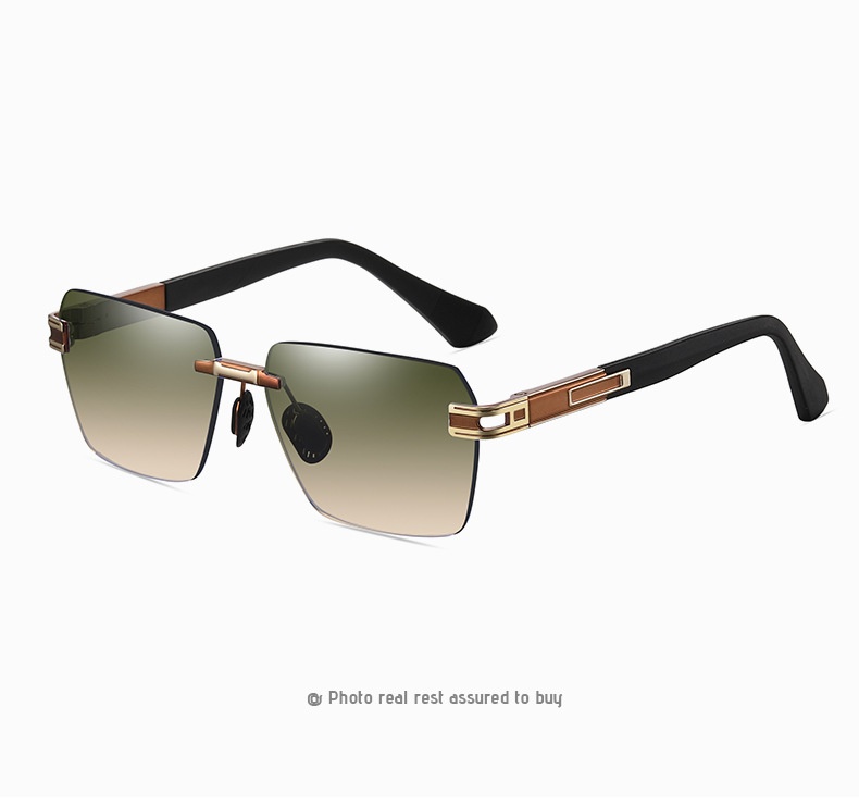 Free Delivery Designer 2025 New Gradient Sunglasses for Men Colorful Two tone Frameless Sunglasses Fashion Metal Sunshades black white