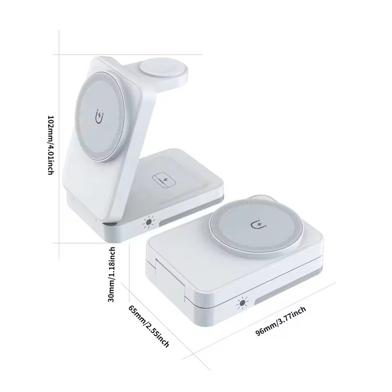 G12 Storage folding magnetic 3-in-1 wireless charger for iPhone 16 15 14 13 Fast Charging Folding for Apple Watch Airpods Wireless Charger