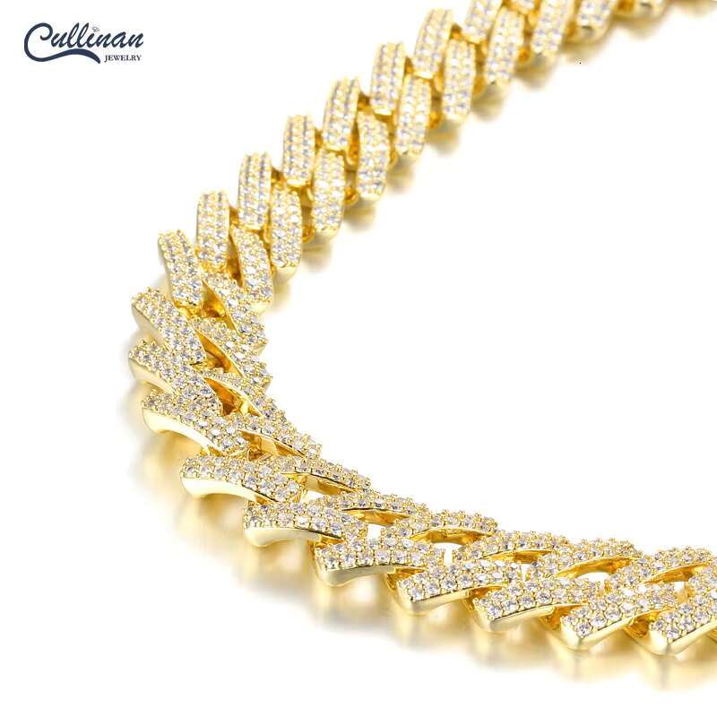 Custom Hiphop Jewelry 18K Gold Plated Iced Out Miami Prong Cuban Link Chain Mens Moissanite Diamond Cuban Chain Hip Hop Necklace