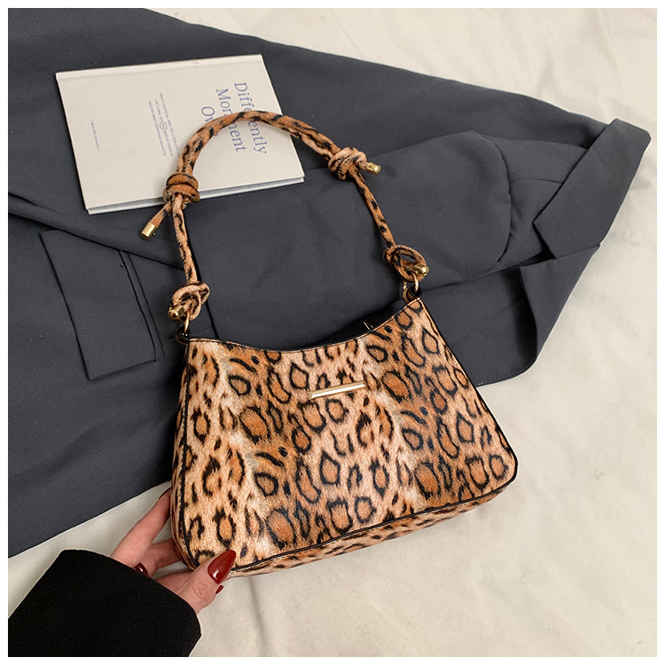 Fashion trend casual fashion European and American leopard print trend color block shoulder bag handbag designer bag women s armpit bag