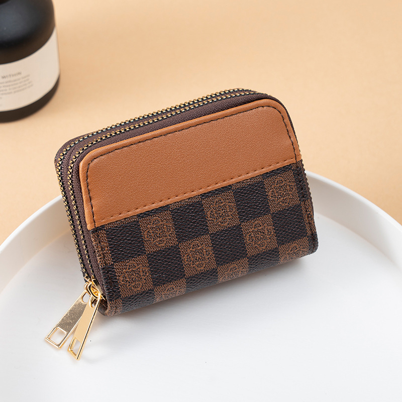 Free shipping designer 2025 New Women Bag Patchwork Color Matching Double Zipper Accordion Card Holder Vintage Multi-Card Slot Coin Purse Multi-Functi