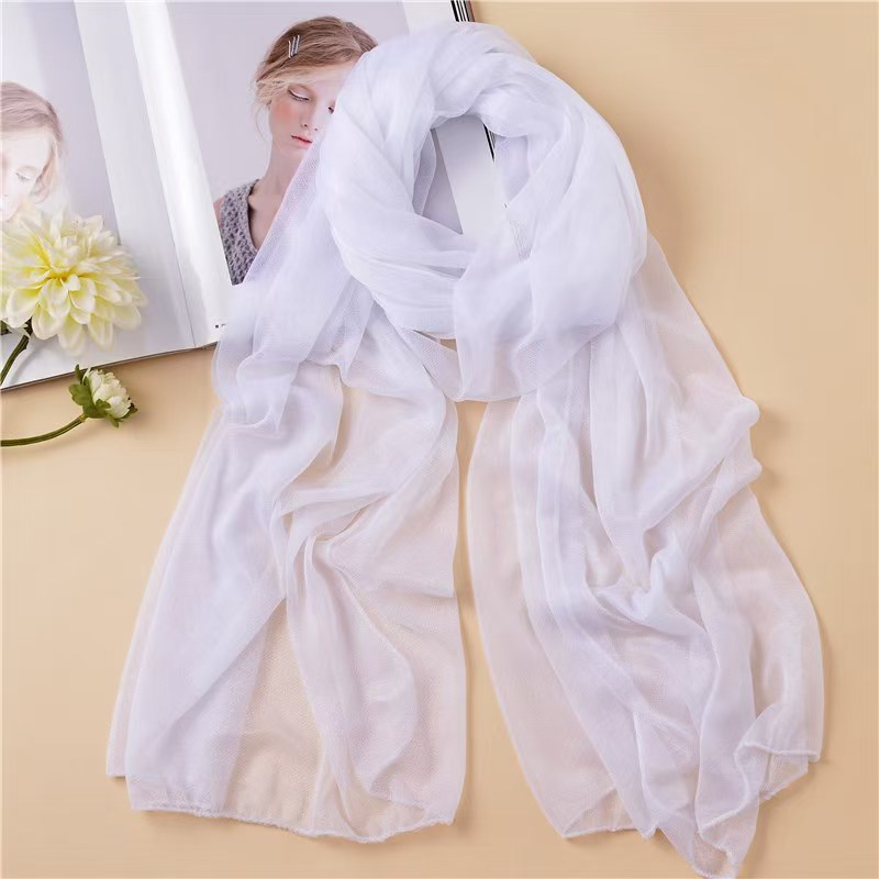 K1250 Autumn and winter new gauze scarf women summer Korean version long sun protection shawl pure color beauty gauze scarf scarf wholesale