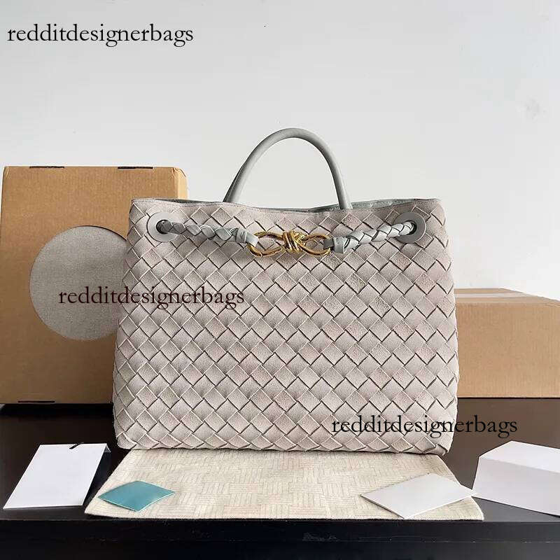 10A Retro Mirror Quality Designer Knitting Woven handle bag Large Brown uede Tote Bag Handbag Crocodile leather with ignature knot detail a