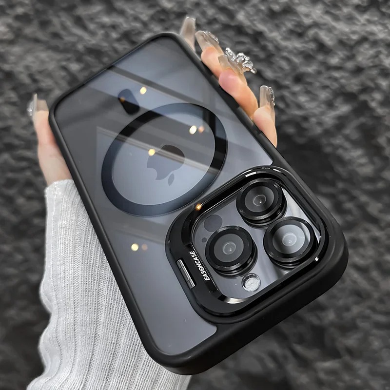 for iphone 17 Luxury Magnetic Shockproof Phone Case For iPhone 15 14 13 12 11 16 Pro Max 16 Plus 16E Funda Stand Glass Lens Protection Cover