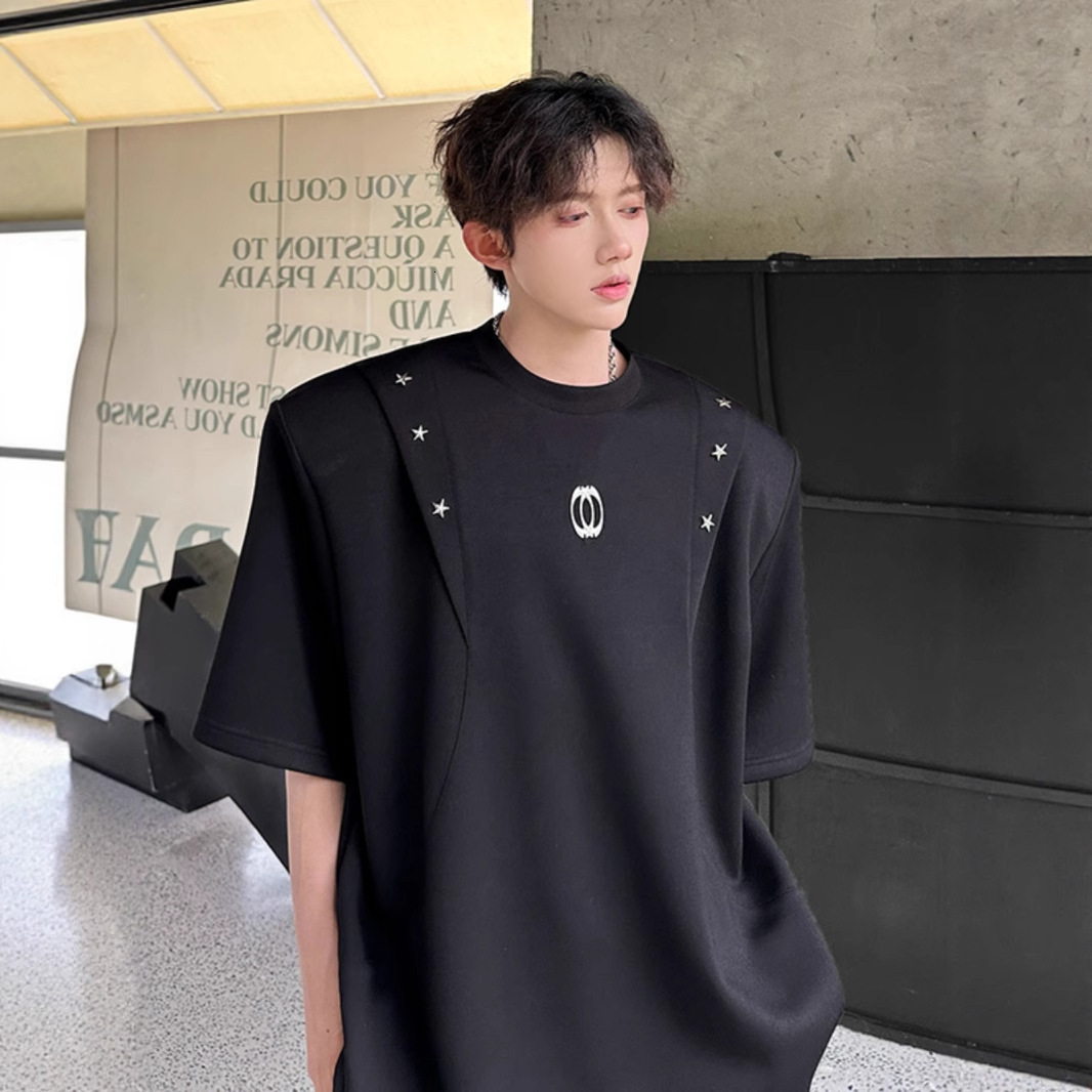 Designer Short Sleeves Trendy Brand Cool Street Style Design T-shirt For Men Summer Cleanfit White Short Sleeve Regular Fit American Style Heavyweight